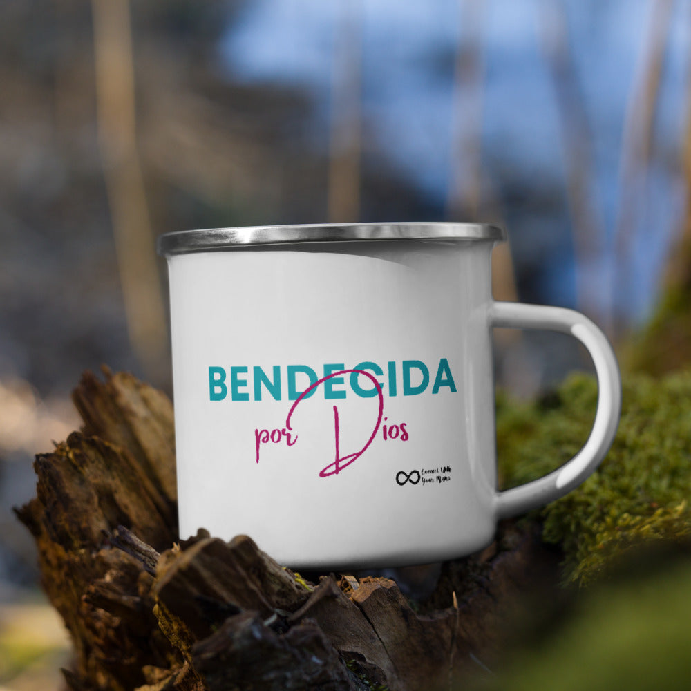 Bendecida Por Dios Taza Esmaltada